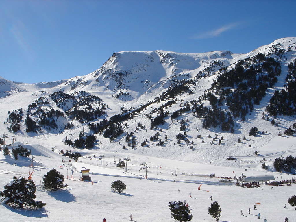 Snow-capped Andorran Pyrenees at sunset